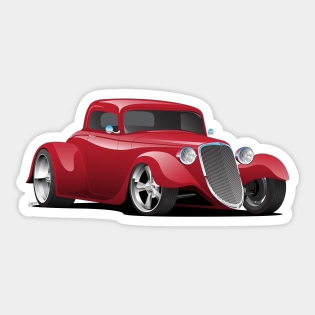 Custom American Red Hot Rod Car Sticker by hobrath